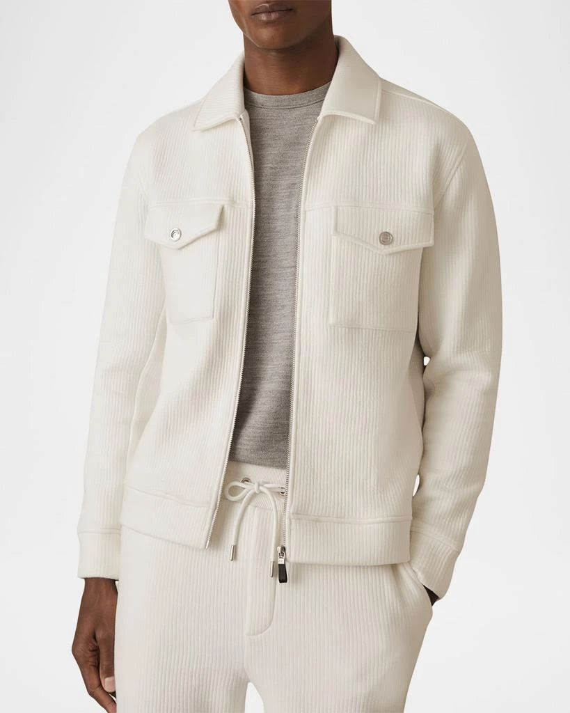 REISS Men's Bowen Jersey Ribbed Zip Overshirt 4