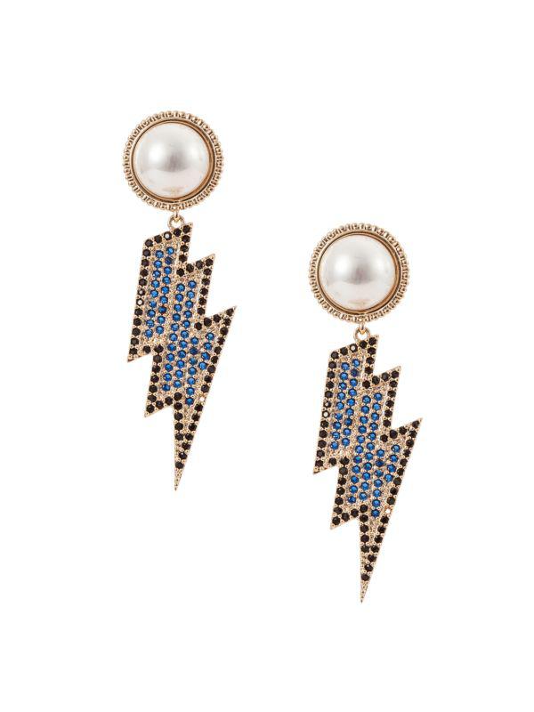 Eye Candy LA Luxe 18K Goldplated & Crystal Bolt Drop Earrings