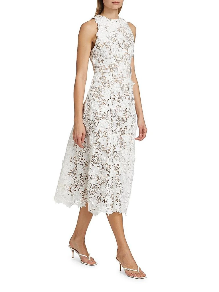 knee length dresses for ladies White Sleeveless Square Neck Lace Up Cut Out Ruched Midi Dress Medium main image 1