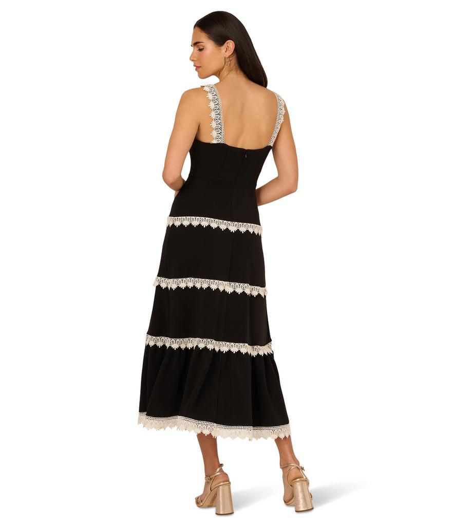 Adrianna Papell Knit Crochet Trim Dress