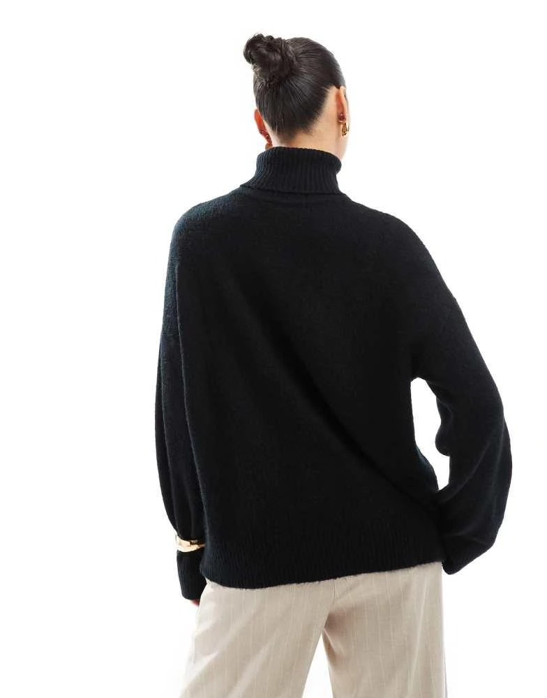 Brave Soul Brave Soul knitted roll neck jumper in black 4