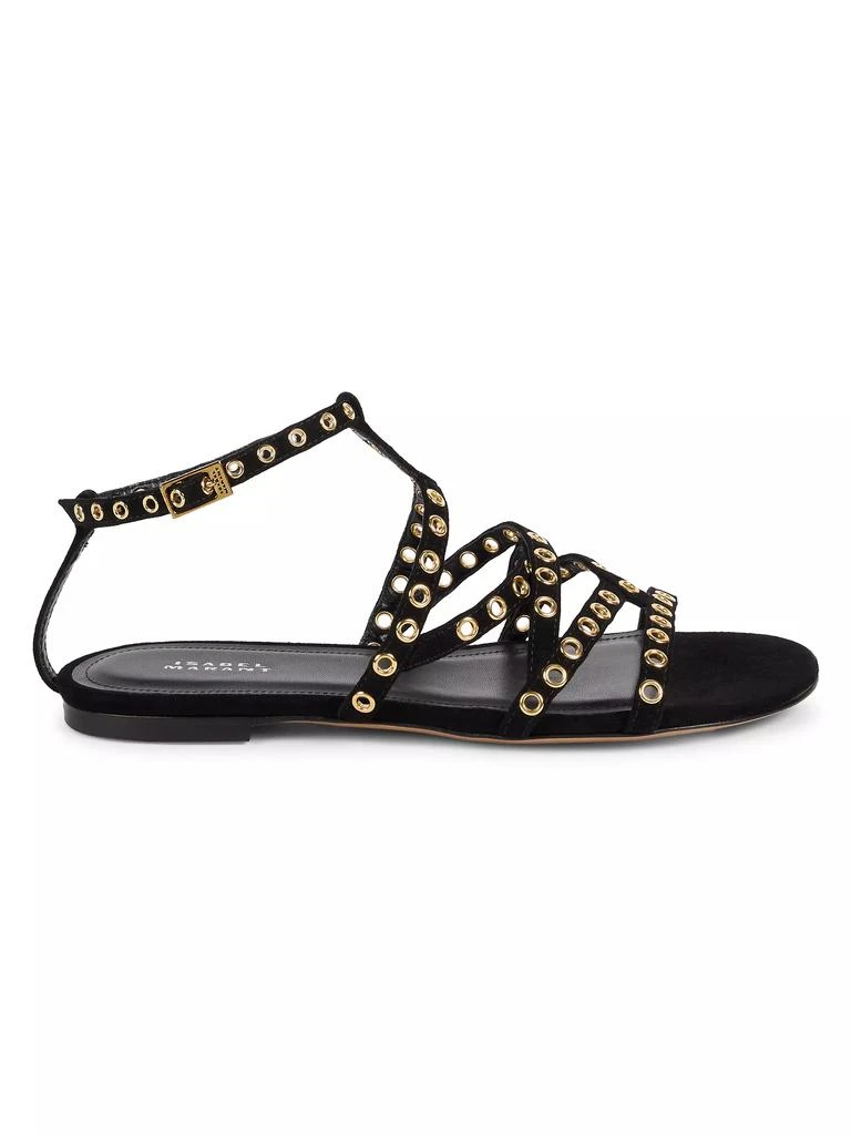 Isabel Marant Lipa Grommet Studded Suede Strappy Sandals 1