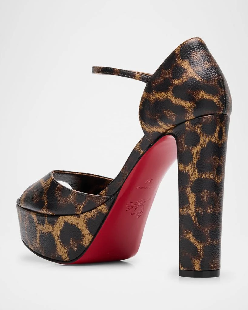 Christian Louboutin Leopard Ankle-Strap Red Sole Platform Sandals 2