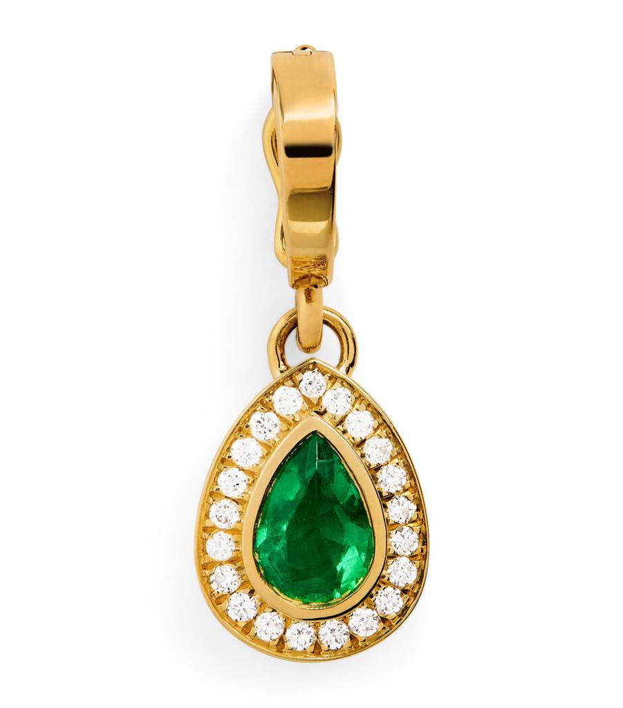 Azlee Medium Yellow Gold, Diamond and Emerald Charm