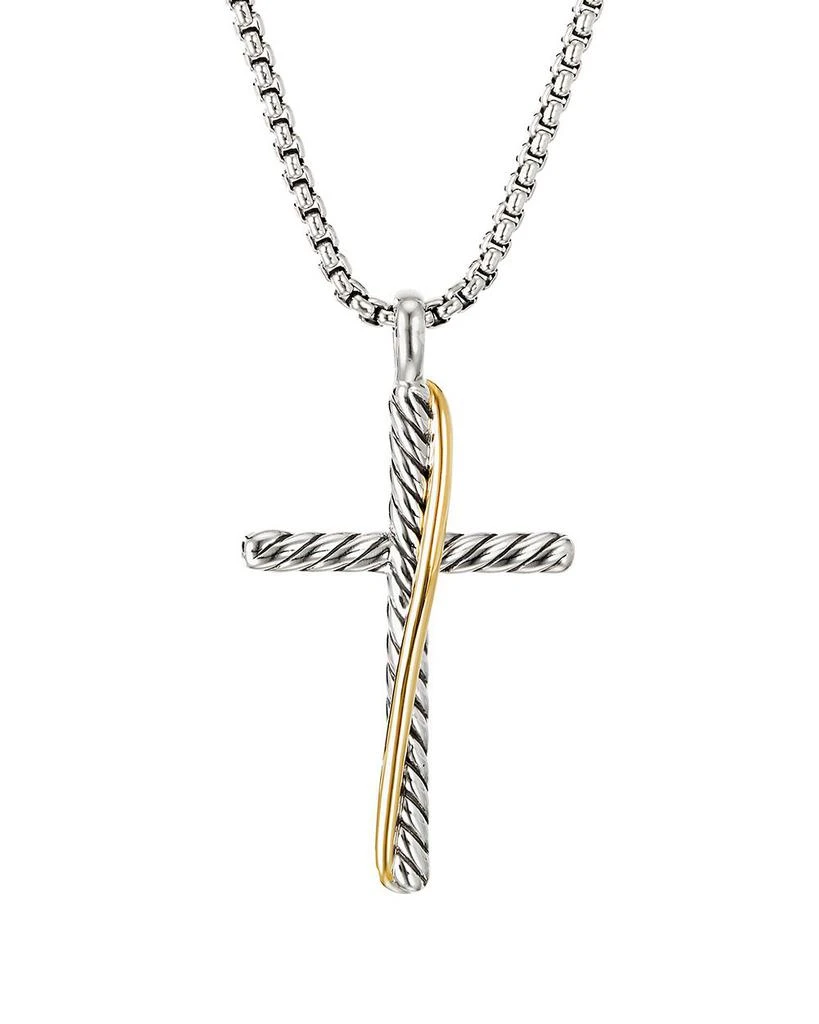 David Yurman Sterling Silver & 18K Yellow Gold Crossover Cross Necklace, 17" 1