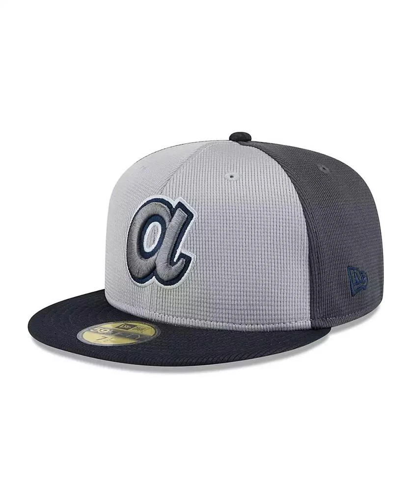 New Era Men's Gray/Navy Atlanta Braves 2025 Batting Practice 59FIFTY Fitted Hat - Hats - BeyondStyle
