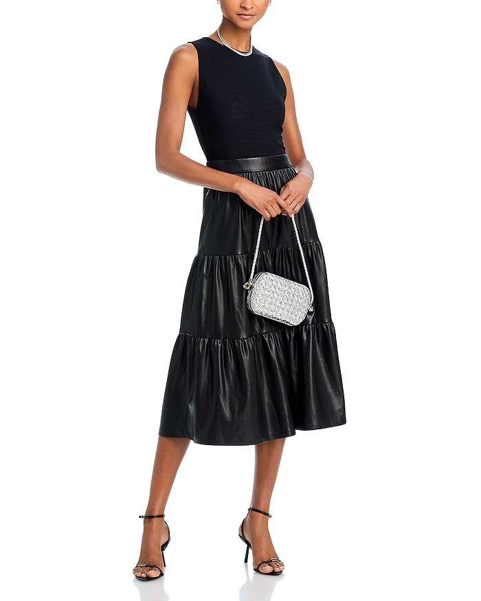 Alice + Olivia Chara Sleeveless Faux Leather Midi Dress 3