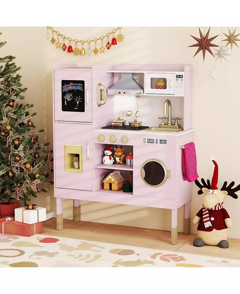 Mecale Pretend Play Kitchen Toy with Range Hood, Ice Maker 
Telephone for Kids  Role Play 9