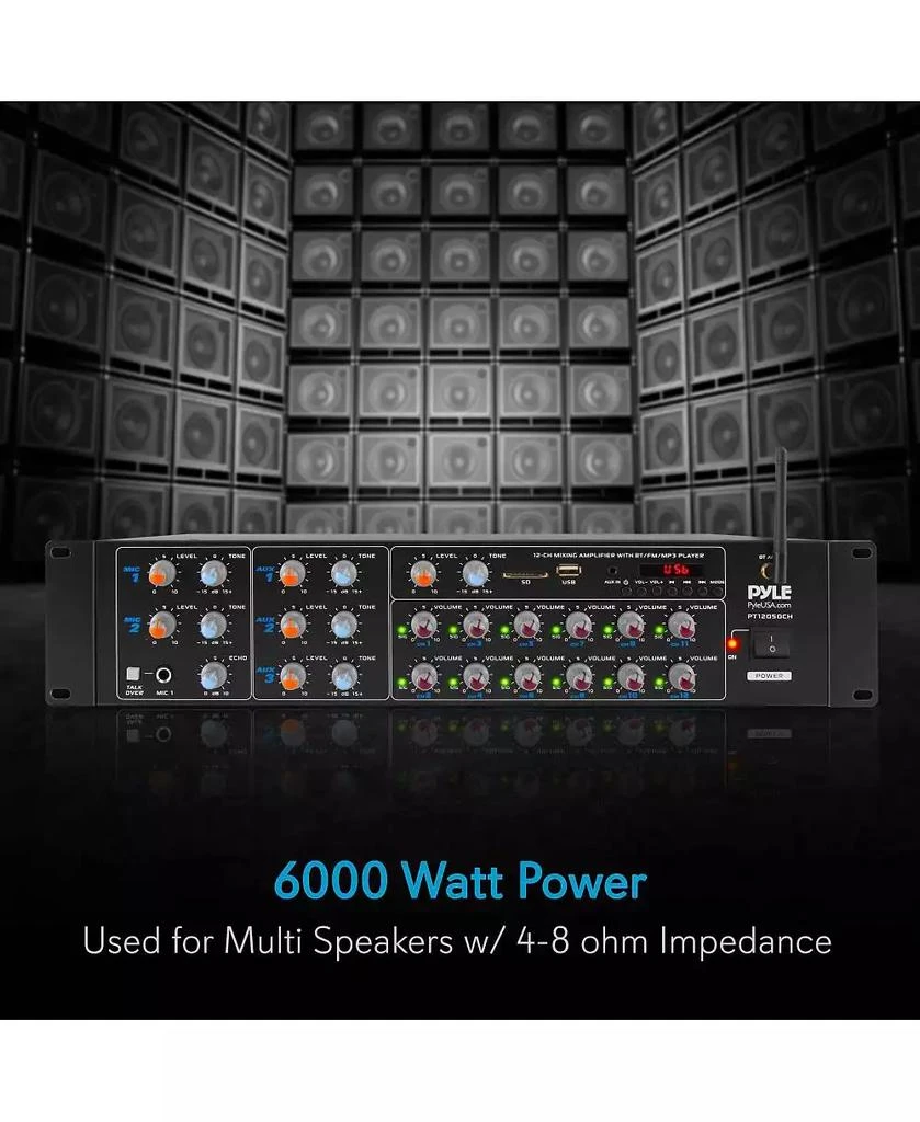 Pyle 12-Channel Audio Karaoke Bluetooth Amplifier - Stage
Studio Sound Mixer Receiver System with Microphone Talk-Over, MP3/USB/SD/AUX, Rack Mount (6000W MAX) 3