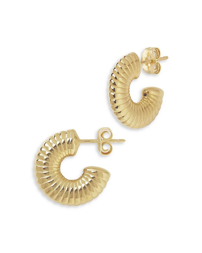 Bloomingdale's Fine Collection Ridged Small Hoop Earrings in 14K Yellow Gold 1