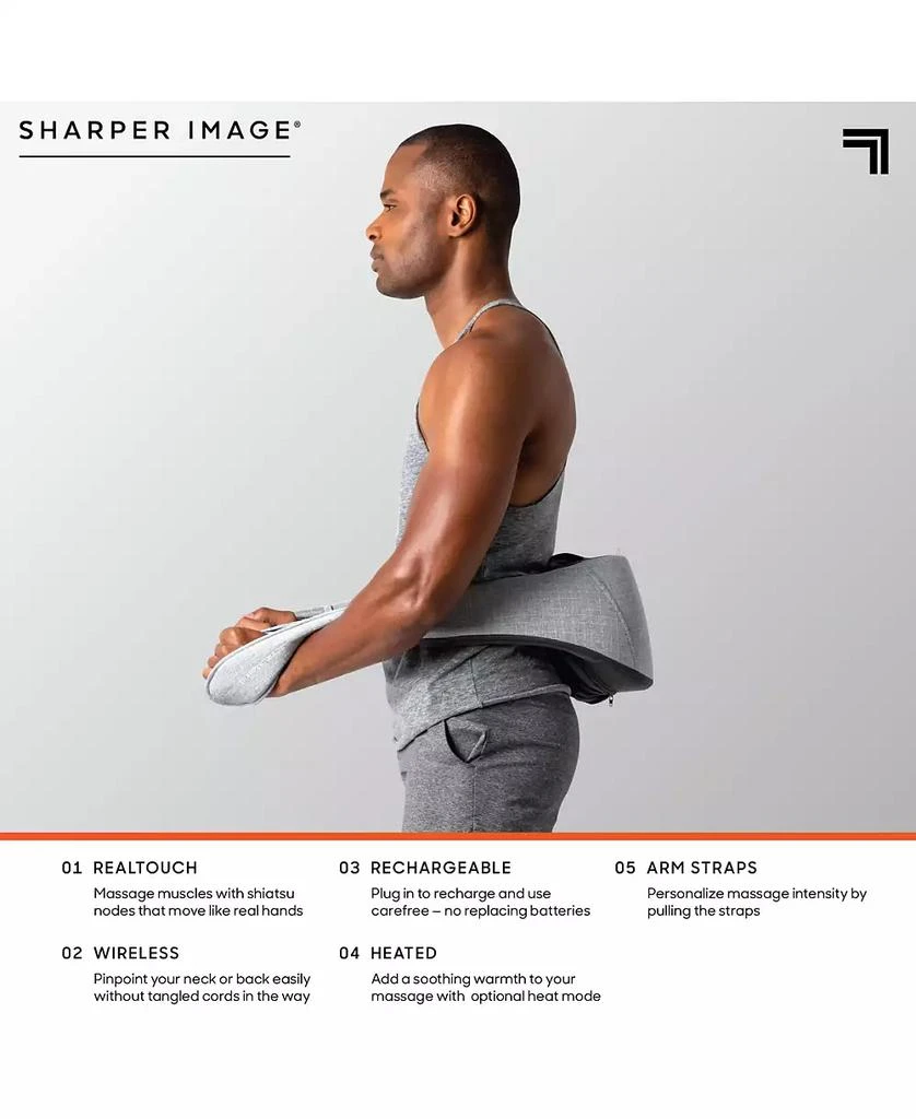 Sharper Image Realtouch Shiatsu Massager, Warming Heat Soothes Sore Muscles, Nodes Feel Like Real Hands, Wireless & Rechargeable 5