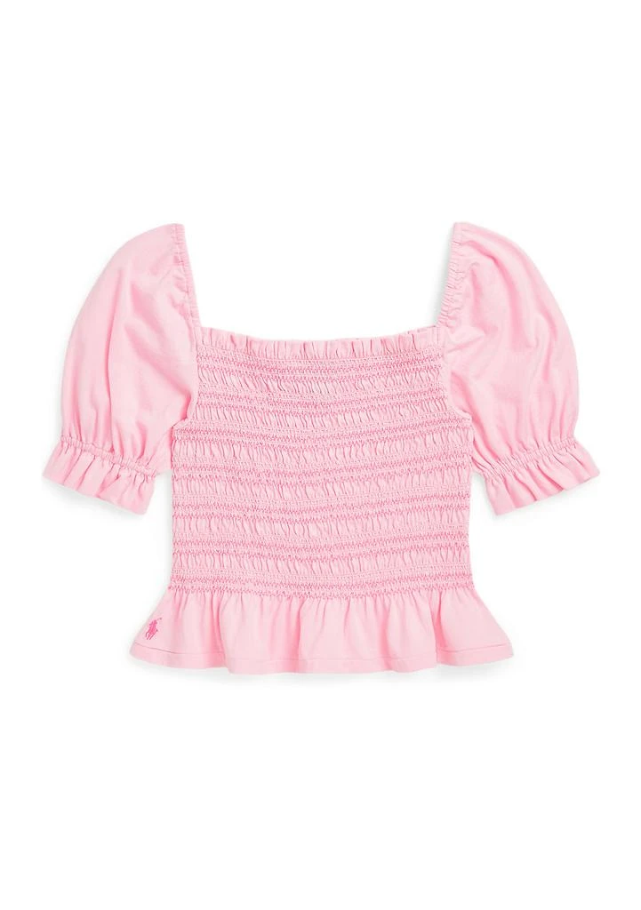 Ralph Lauren Girls 7-16 Smocked Cotton Jersey Peplum Top
