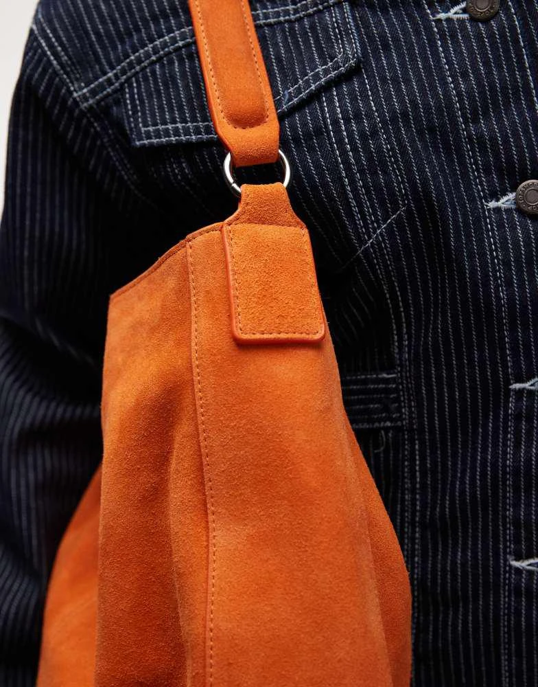 Topshop Topshop Sienna real leather shoulder bag in orange 3