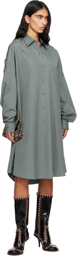 Dries Van Noten Green Cotton Shirt Midi Dress 4