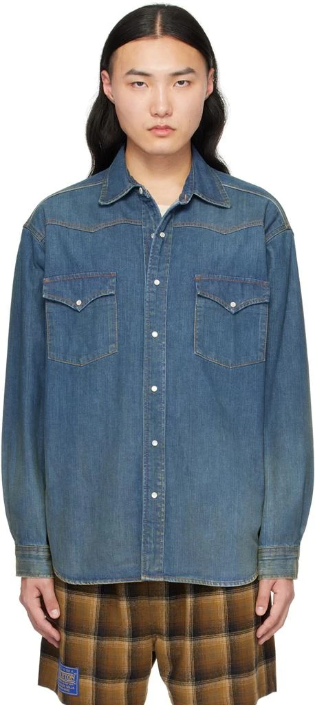 MAISON MARGIELA Blue Americana Wash Denim Shirt 1