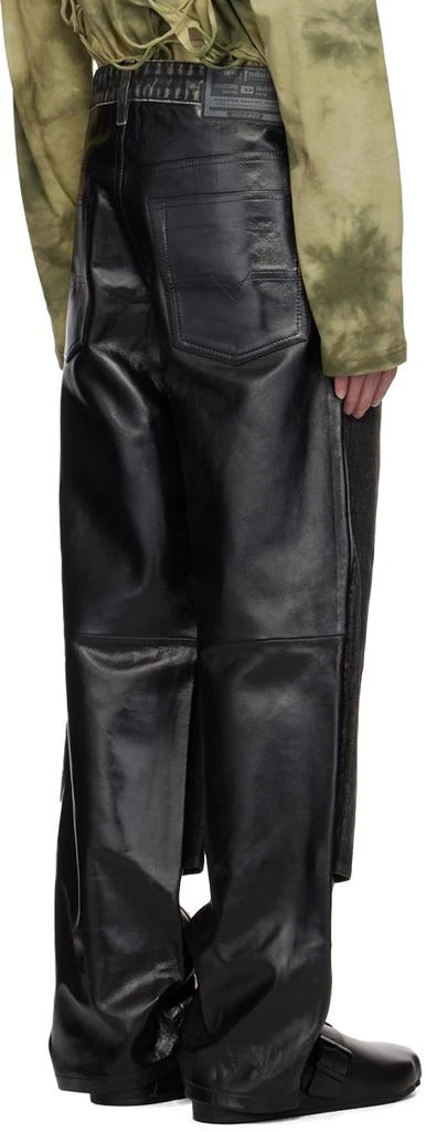 Diesel Black P-Bretch Leather Jeans 3