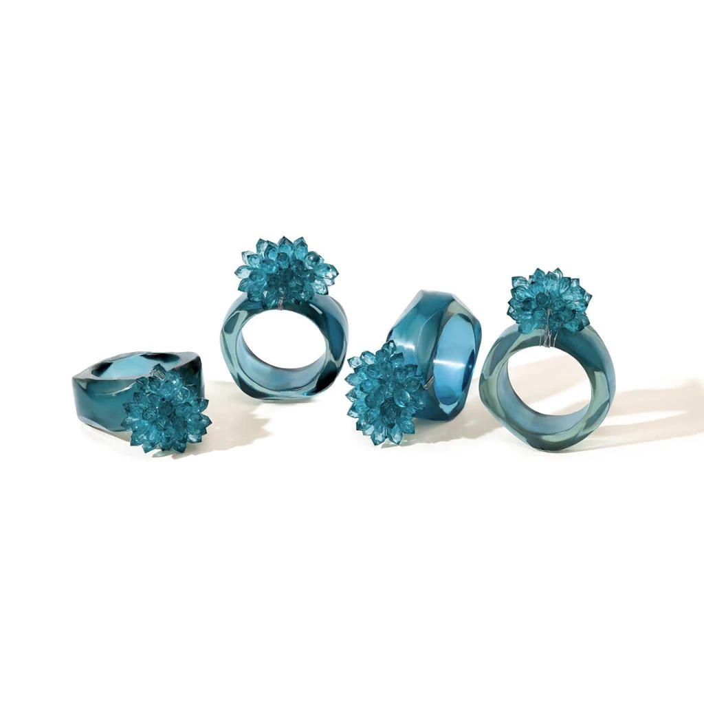 Tiramisu Azure Resin 
Crystal Bloom Napkin Rings (Set of 4)