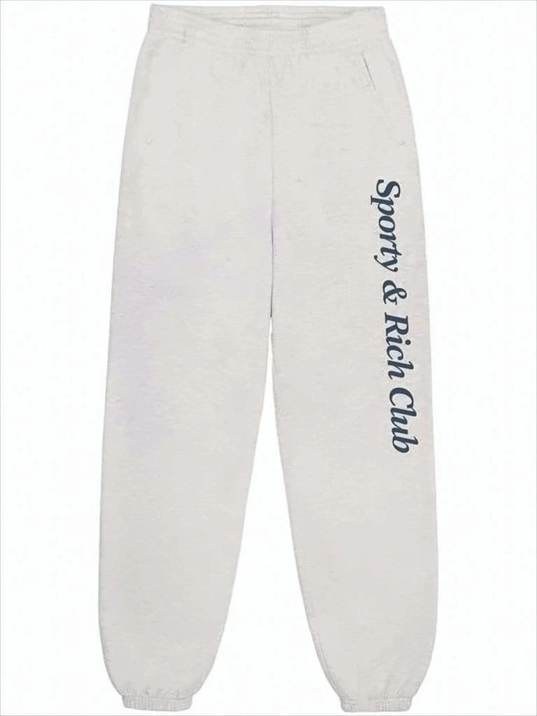 Sporty and Rich Relaxed Fit Track Pants With Vertical Script Logo