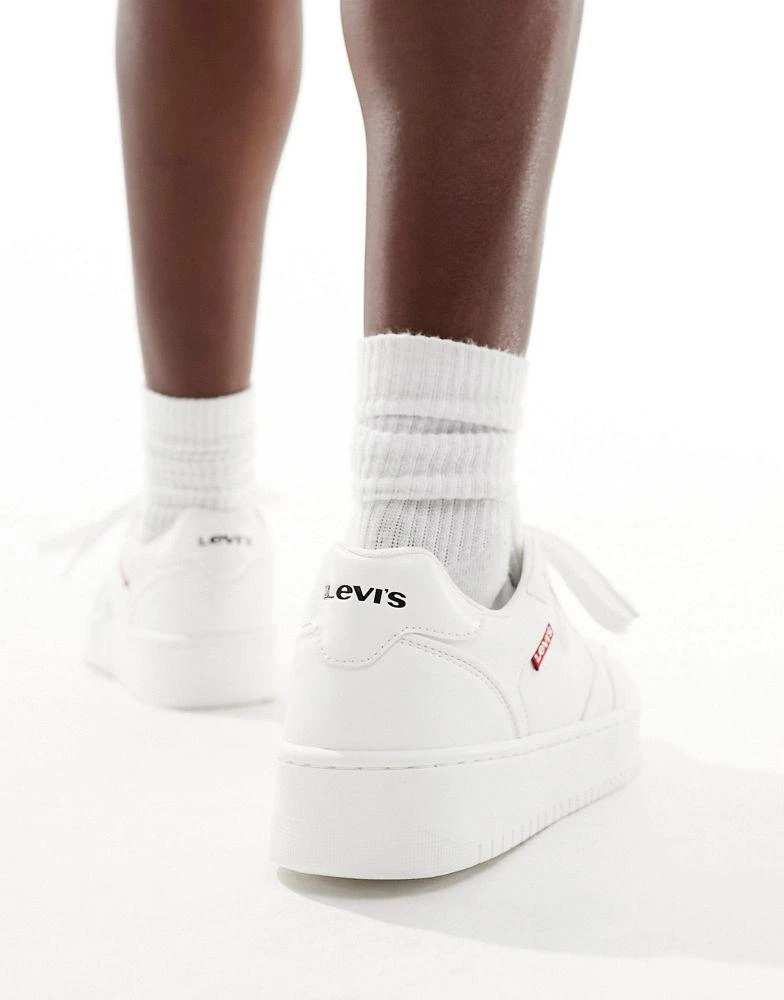 Levi's Levi's Paige leather trainer in white with red tab logo 5