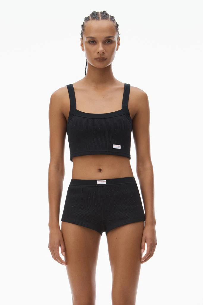 Alexander Wang Crystal Hotfix Cropped Camisole in Waffle Knit 1