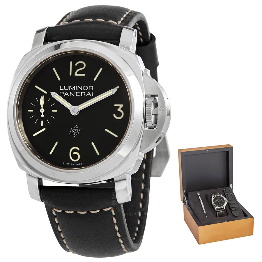 Panerai Luminor Logo Hand Wind Black Dial Men's Watch PAM01084