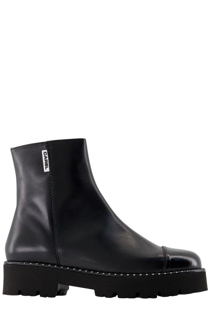 Shop malaga Black Boots With Contrasting Toe In Patent