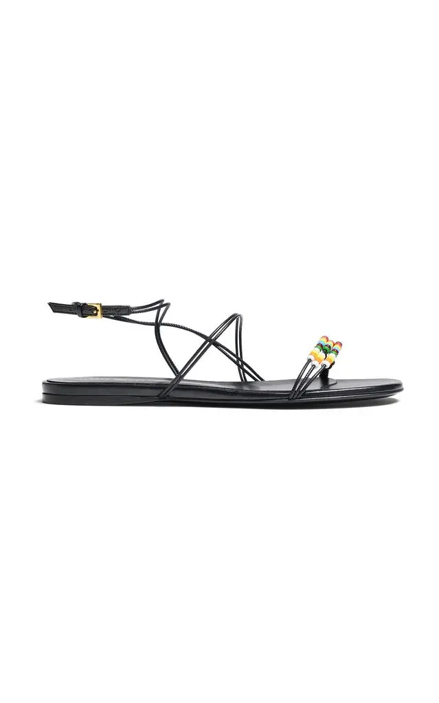 Khaite Khaite Loop Beaded Leather Sandals - Moda Operandi 1