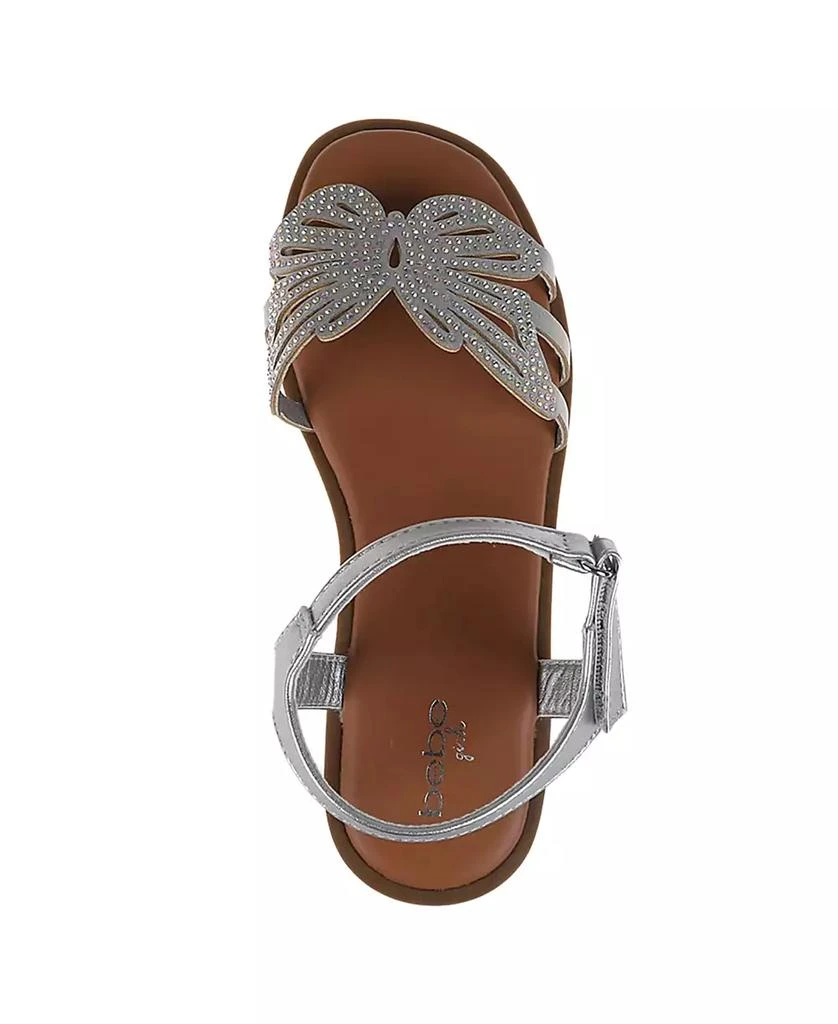 Bebe Little Girls Flat with Butterfly Rhinestone Welt Sandals 6