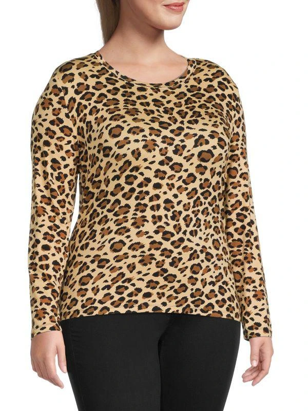 Cliché Plus Windowpane Long Sleeve Top 1
