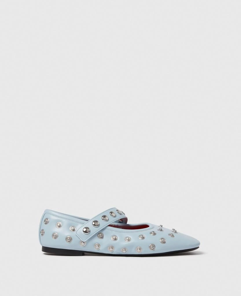 Stella McCartney Stella McCartney - Ryder Popper-Studded Ballet Flats, Woman, Dusty blue, Size: 39 1
