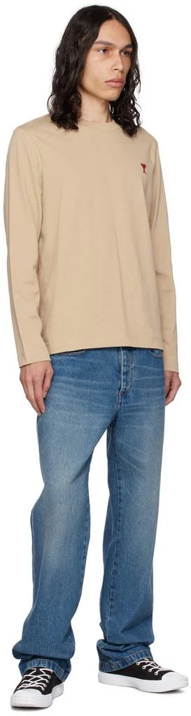 AMI Paris Beige Ami De Cœur Long Sleeve T-Shirt 4