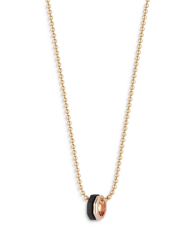 Walters Faith 18K Rose Gold Ebony Hexagon Bead Chain Pendant Necklace, 18" 1