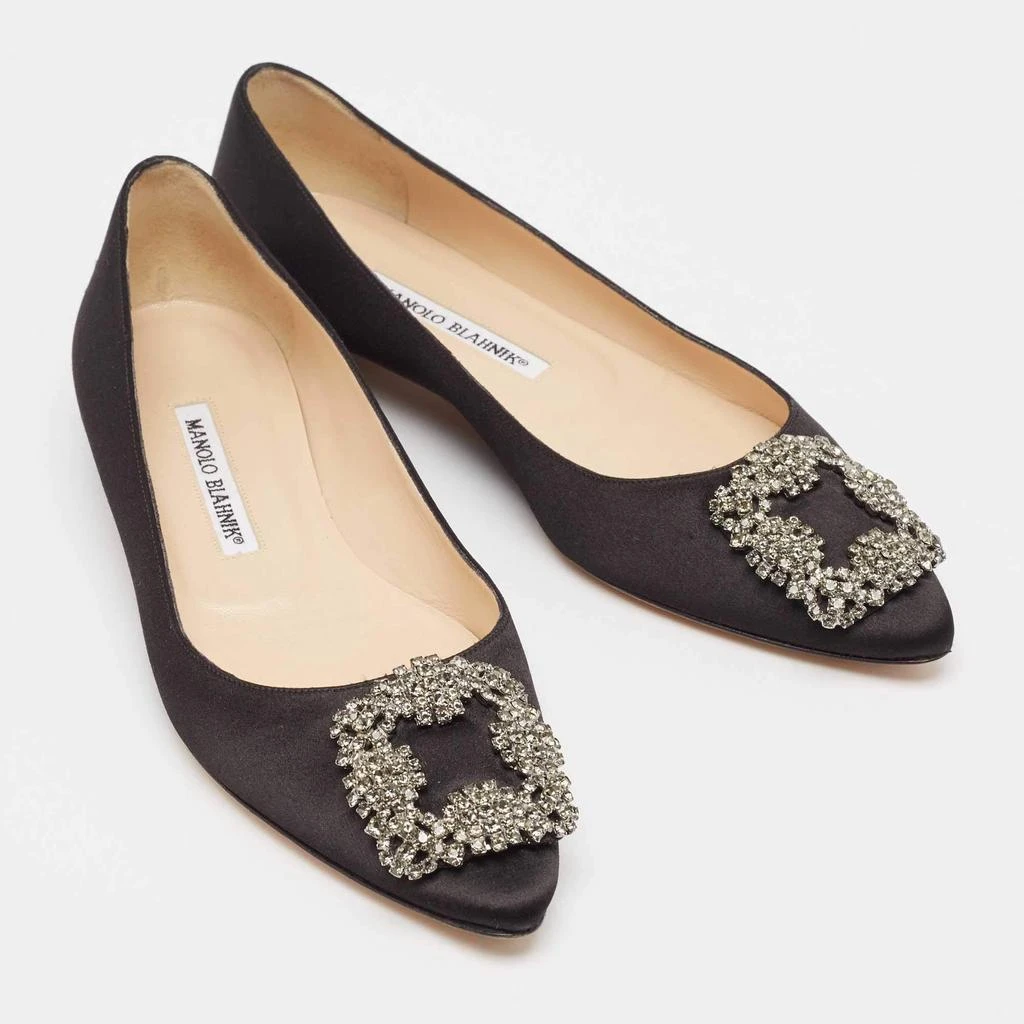 Manolo Blahnik Manolo Blahnik Black Satin Hangisi Ballet Flats Size 37.5 4