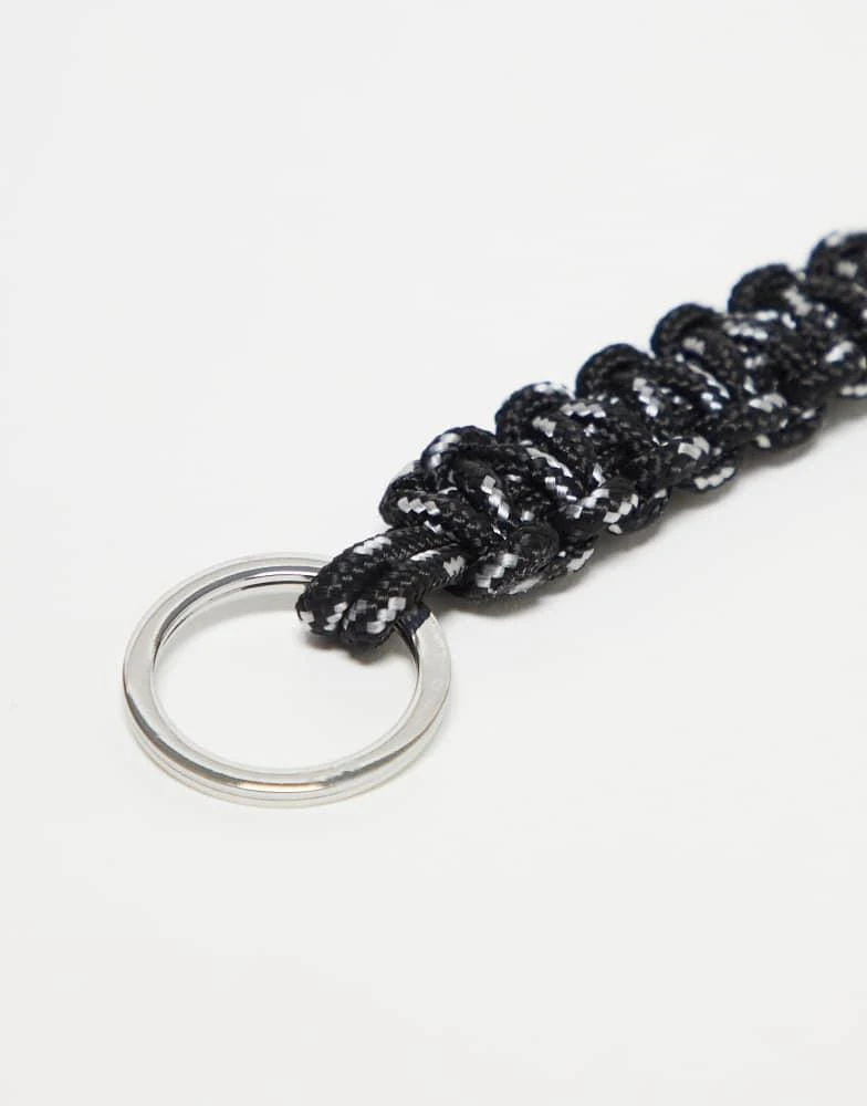 ASOS ASOS DESIGN festival braided keyring bag charm with o ring in silver tone 3