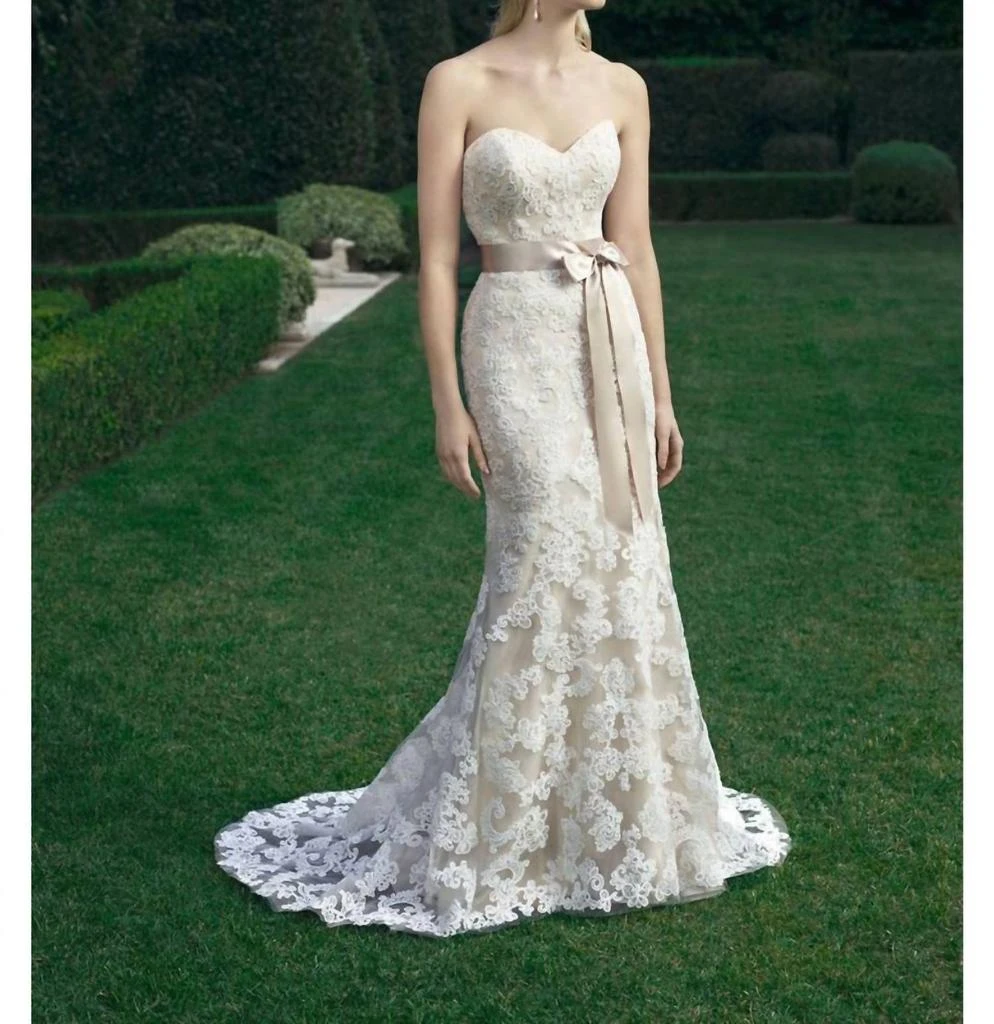 Casablanca Magnolia Charm Gown In Champagne - Ivory