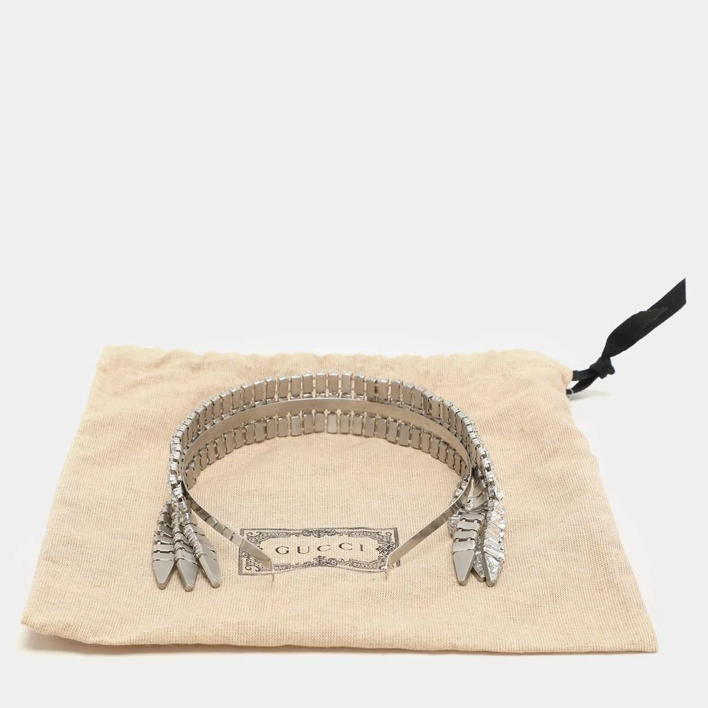 Gucci Gucci Silver Tone Metal and Crystal Embellishment Headband 6