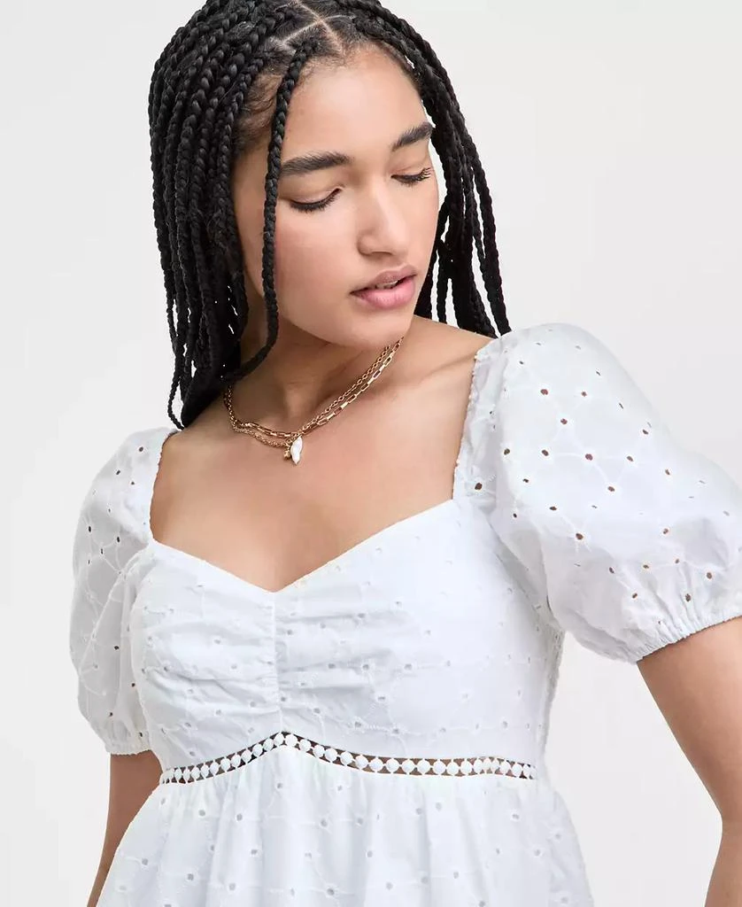 Kingston Grey Juniors' Eyelet Puff-Sleeve Tiered Midi Dress 4