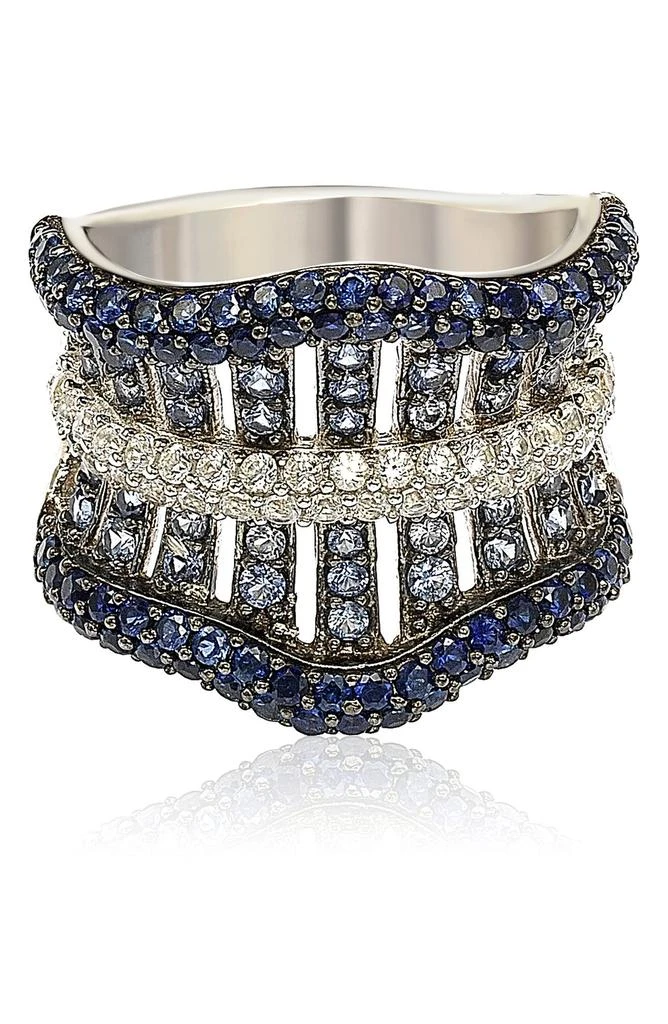 Suzy Levian Sterling Silver 
Sapphire Gladiator Ring 5
