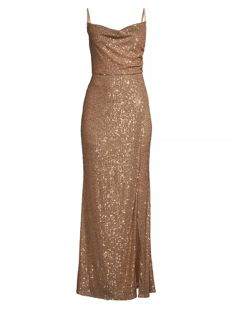 Laundry by Shelli Segal Sequined Cowlneck Gown