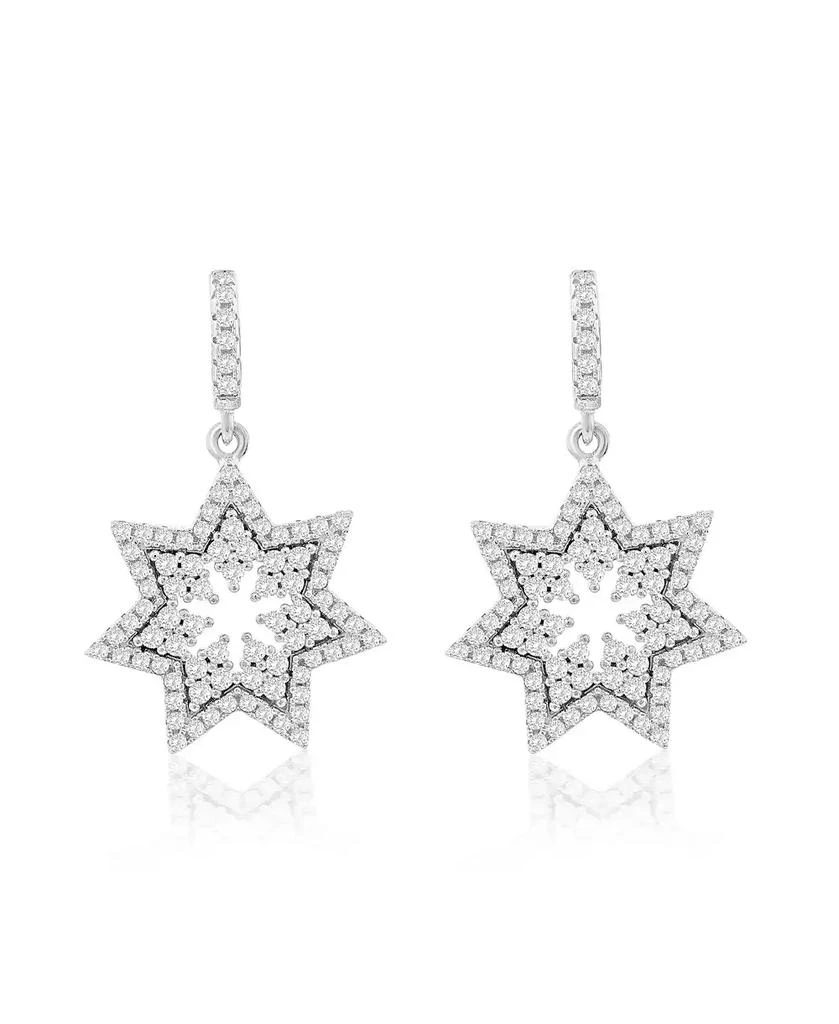 Suzy Levian New York Sterling Silver Cubic Zirconia Snowflake Drop Earrings