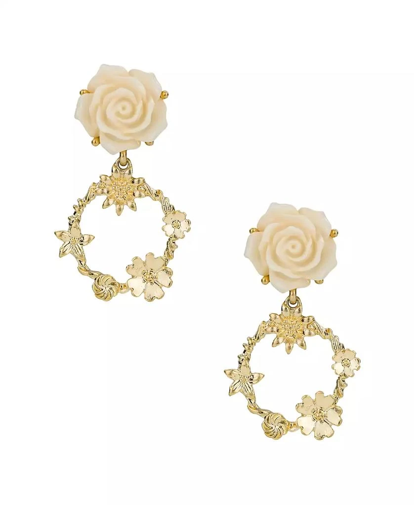 Patricia Nash Rose Garden Collection Gold Tone Doorknocker Earrings