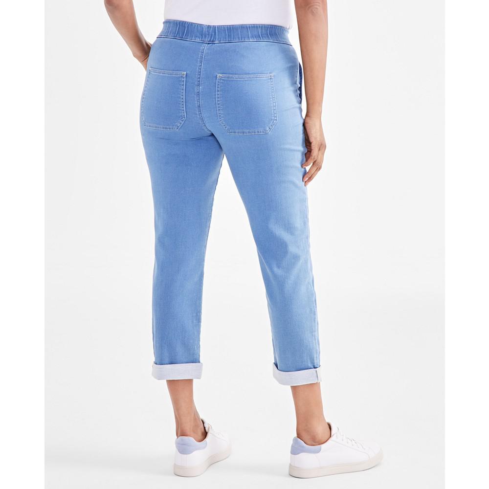 Style & Co Petite Mid-Rise Pull-On Straight-Leg Jeans, Created for Macy's