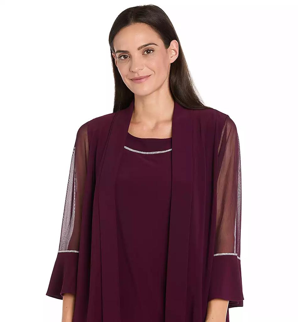R & M Richards Women's 2-Piece Rhinestone Trim Detail Jacket Dress