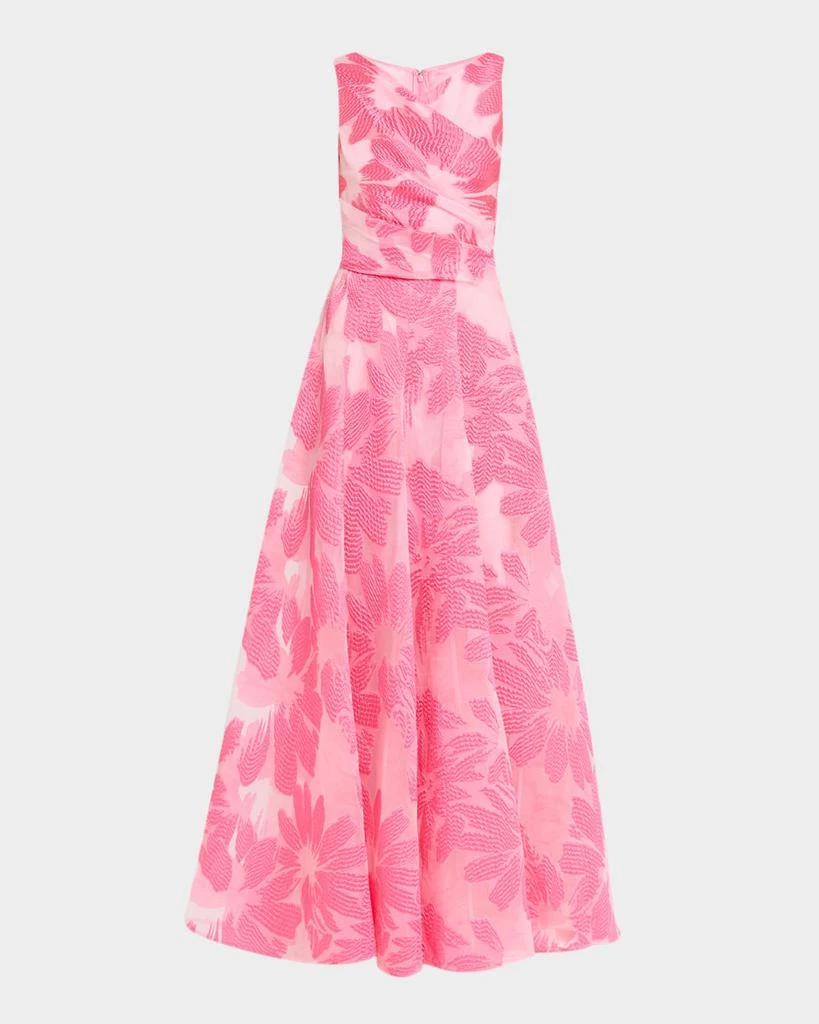 Talbot Runhof Floral Fil Coupe Sleeveless A-Line Evening Gown