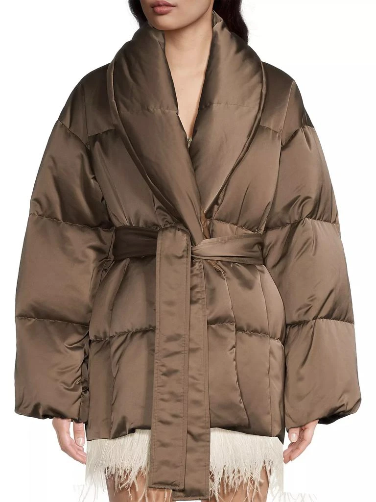 Nicole Benisti Priscilla Satin Tie-Waist Puffer Coat 3