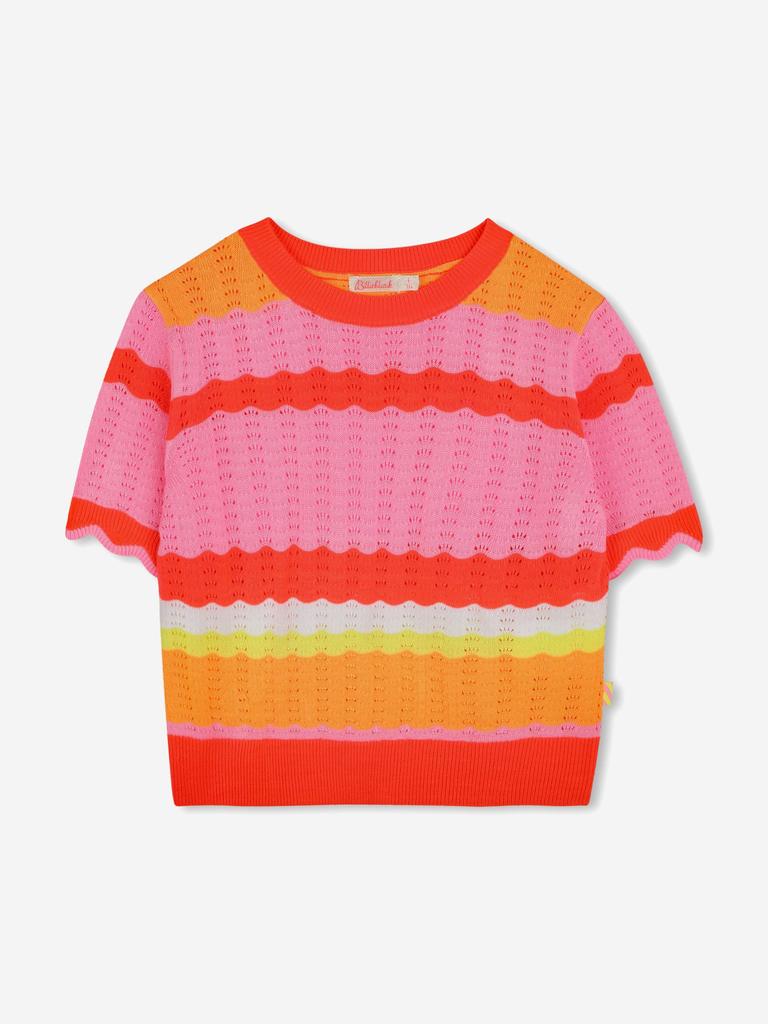 Billieblush Girls Striped Knitted Sweater in Orange
