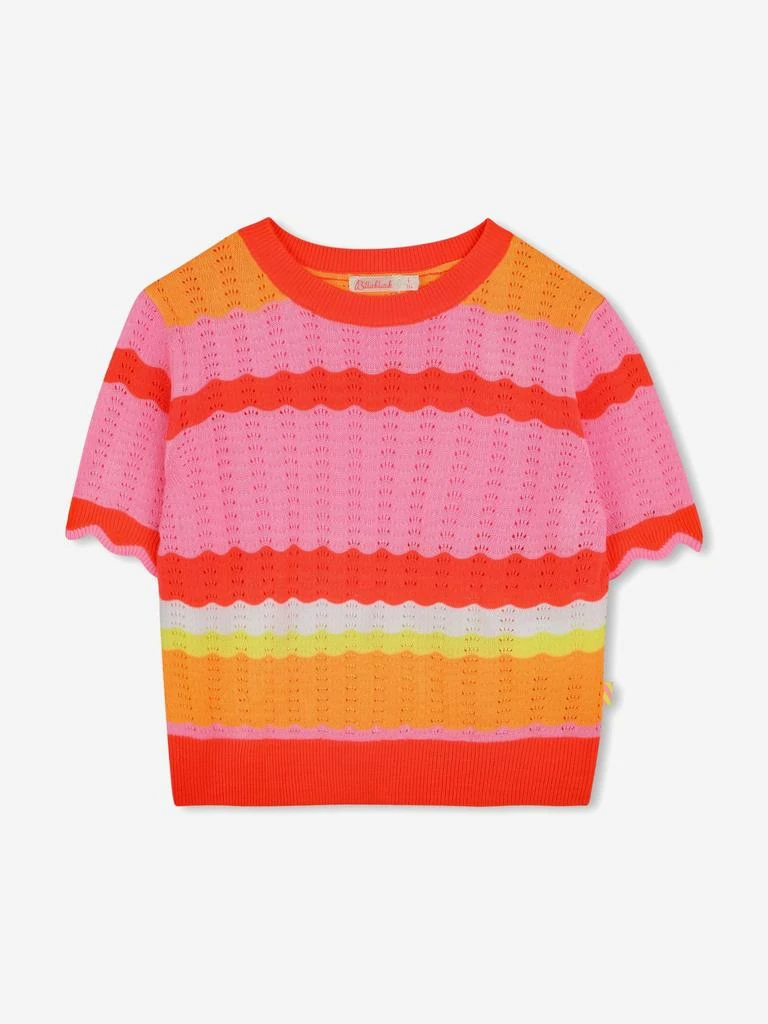 Billieblush Girls Striped Knitted Sweater in Orange 1