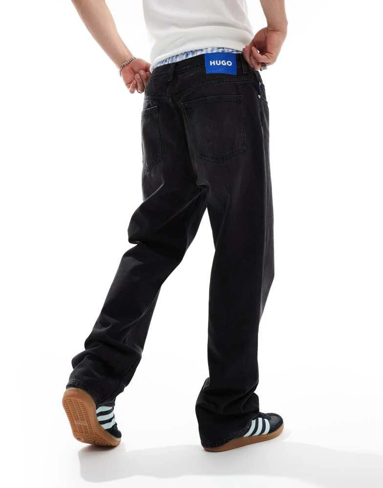 Hugo Blue HUGO Blue nate loose fit denim jeans in charcoal grey 5
