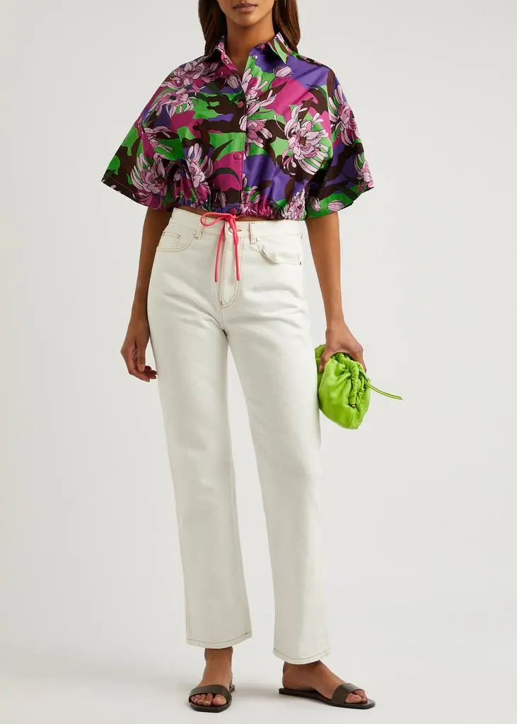 Moncler Floral-print cotton-poplin shirt  4