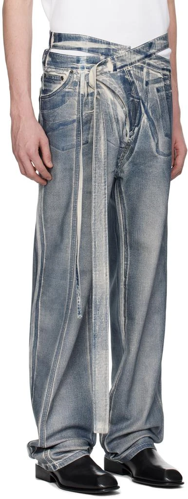 Ottolinger SSENSE Exclusive Blue Signature Wrap Jeans 2